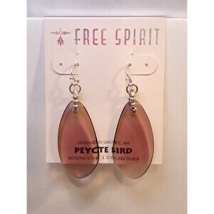 NWT Peyote Bird Purple Transparent Teardrop Earrings 1.75" Sterling Silver Hook